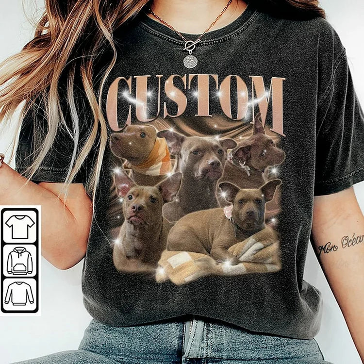 Camiseta Pet Customizada Estampa Retro | Personalize com Foto e Nome do Seu Cachorro