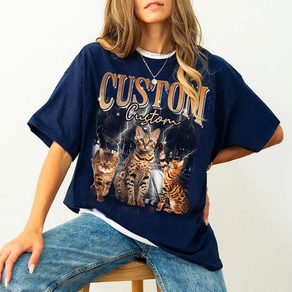 Camiseta Personalizada com Estampa de Gatos | Seu Pet em Estilo Retrô Selvagem