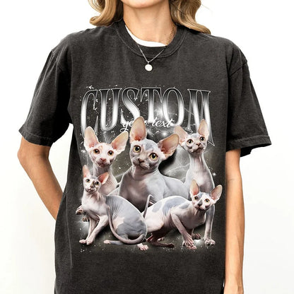 Camiseta Retrô Personalizada Estampa de Gato com Nome | Edição Vintage Brilhante