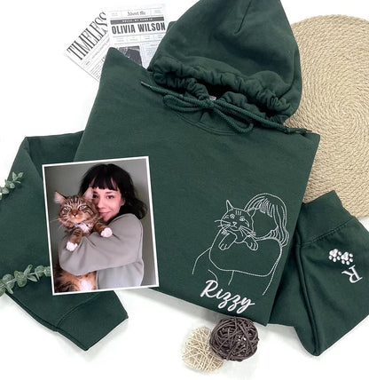 Moletom Personalizado com Linha Contínua de Dono e Pet | Nome e Frase Exclusivos