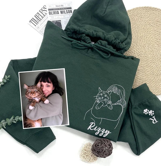 Moletom Personalizado com Linha Contínua de Dono e Pet | Nome e Frase Exclusivos