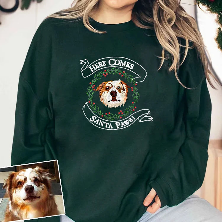 Moletom Vermelho com Estampa Personalizada do Seu Pet | Frase Santa Paws