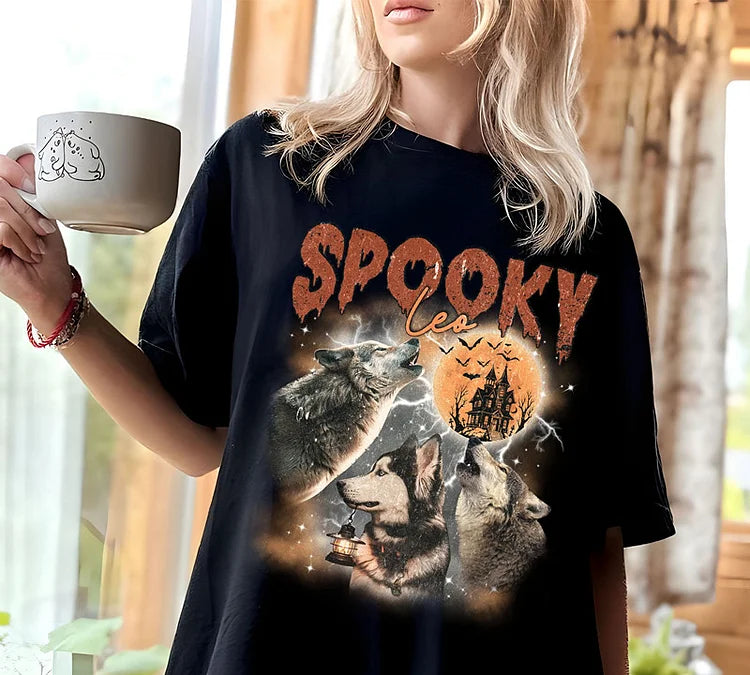 Camiseta e Moletom Halloween Personalizada | Lobos Assombrados com Seu Pet na Lua Cheia