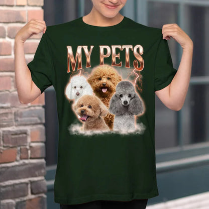 Camiseta Personalizada My Pets Estampa Retrô com Poodles | Amor Canino Vintage