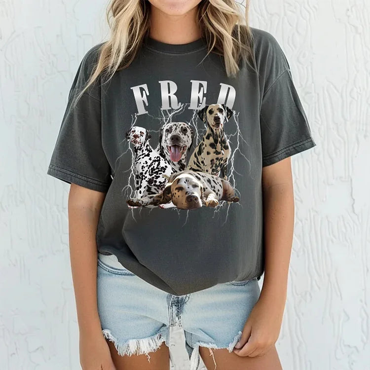Camiseta Personalizada Retrô Estampa de Dálmatas com Nome | Vintage Dog Vibes