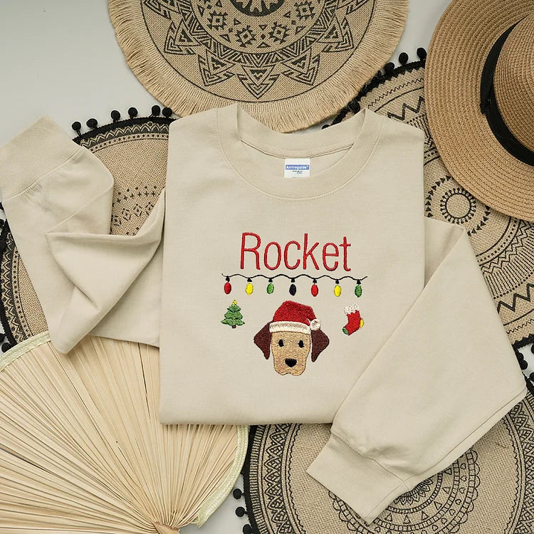 Moletom Personalizado com Nome do Pet | Estampa Fofa de Cachorro com Luzes e Gorrito