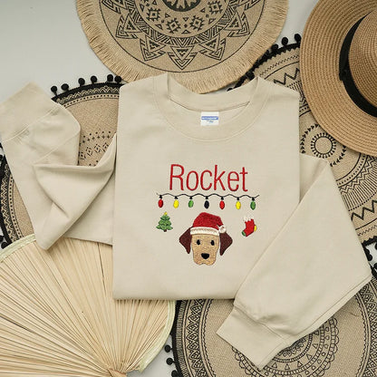 Moletom Personalizado com Nome do Pet | Estampa Fofa de Cachorro com Luzes e Gorrito