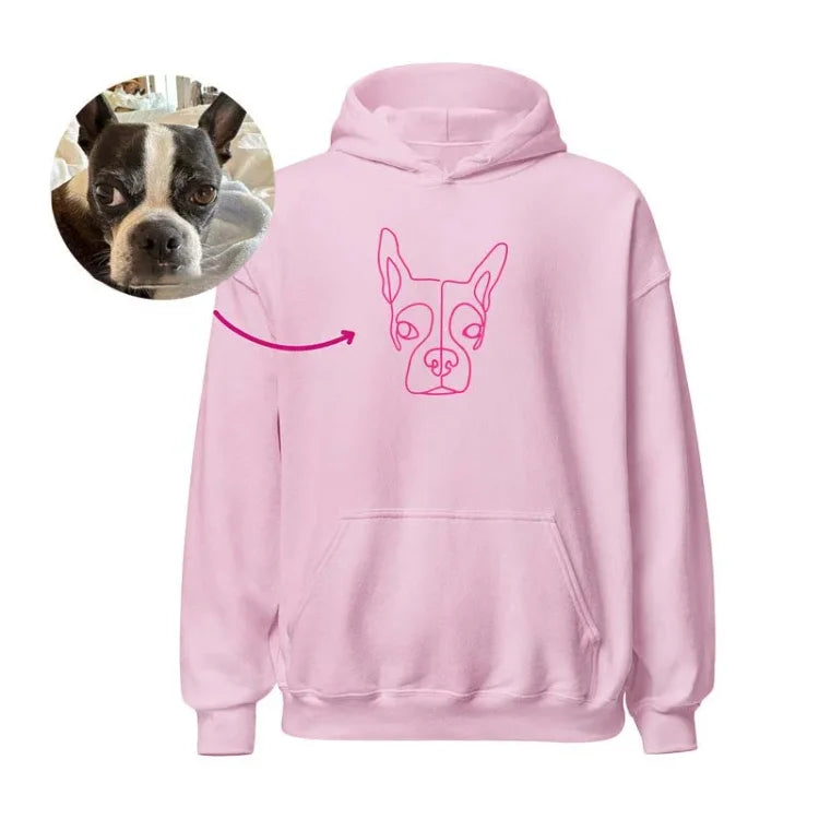 Moletom Personalizado com Linha Contínua do seu Pet e Nome Bordado | Estilo Minimalista e Cheio de Amor