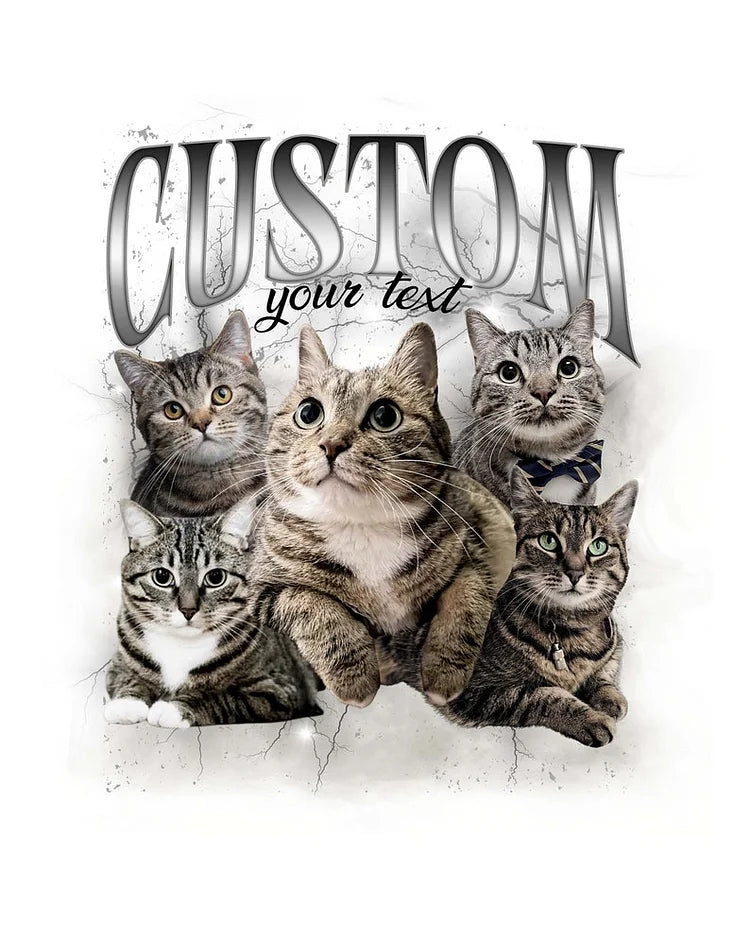 Camiseta Retrô Personalizada Estampa de Gato com Nome | Edição Vintage Brilhante