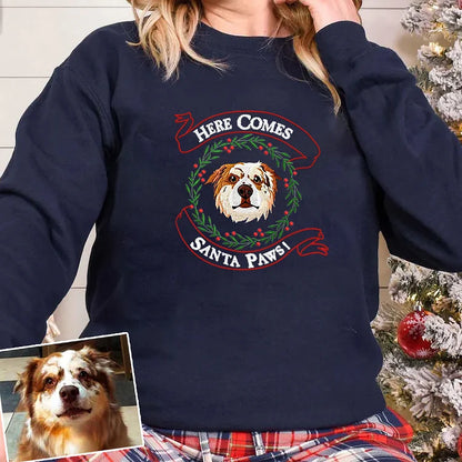 Moletom Vermelho com Estampa Personalizada do Seu Pet | Frase Santa Paws