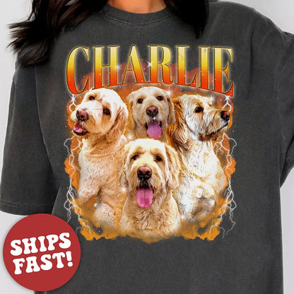 Camiseta Pet Personalizada Estilo Retrô Vintage | Com Nome e Foto do Seu Cachorro ou Gato
