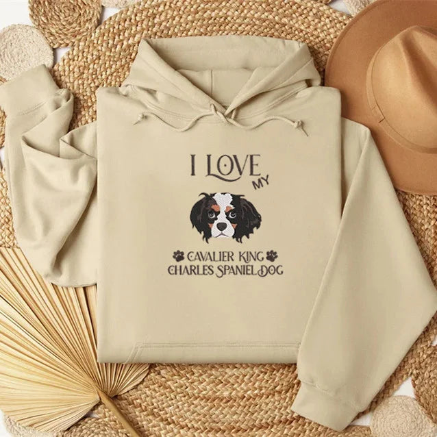 Camiseta e Moletom com Bordado Personalizada com a Foto do seu Pet e a Frase I Love My Pet Dog Cat