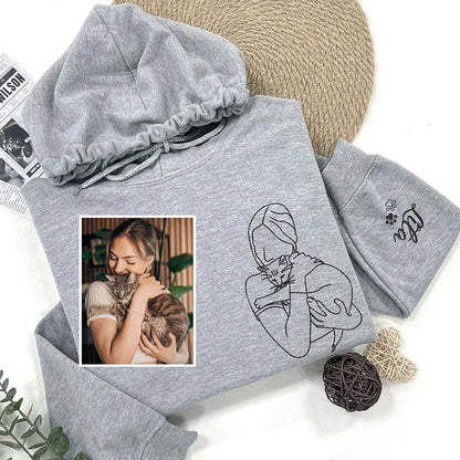 Moletom Personalizado com Linha Contínua de Dono e Pet | Nome e Frase Exclusivos