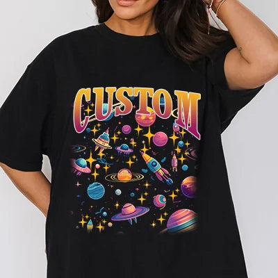 Camiseta Pet no Espaço | Personalize com Nome e Fotos